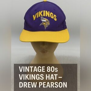 Vintage Minnesota Vikings NFL Hat Drew Pearson‎ Purple Gold Cap